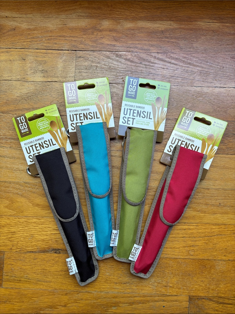 TO-GO WARE reusable bamboo utensil sets x4 chopsticks fork knife spoon